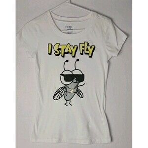 Piper and Blue Women Junior Small  TShirt Stay Fly Chain Bling Vintage Y2K